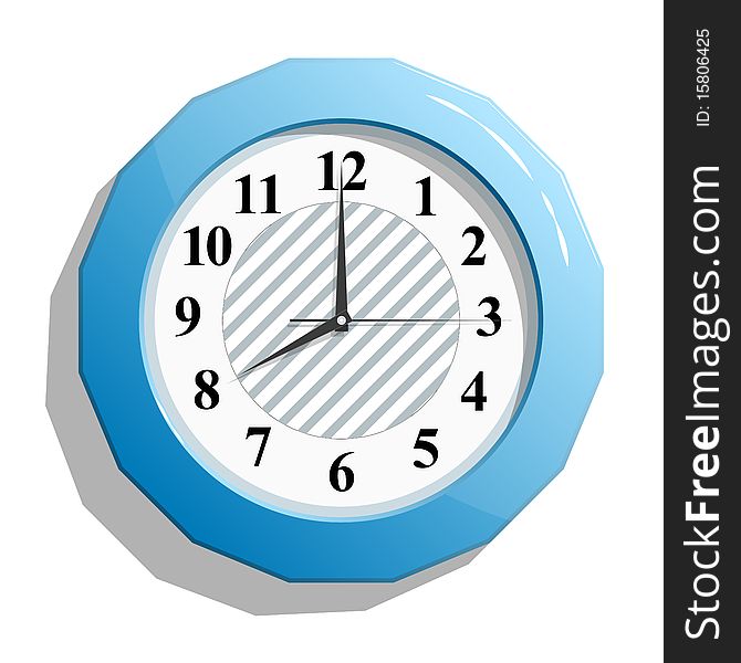 Abstract glossy blue clock icon. Vector illustration. EPS8. Abstract glossy blue clock icon. Vector illustration. EPS8