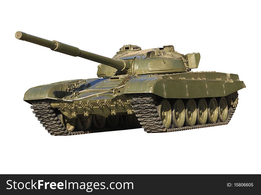 Isolated object, a tank, a monument, weapons. Isolated object, a tank, a monument, weapons