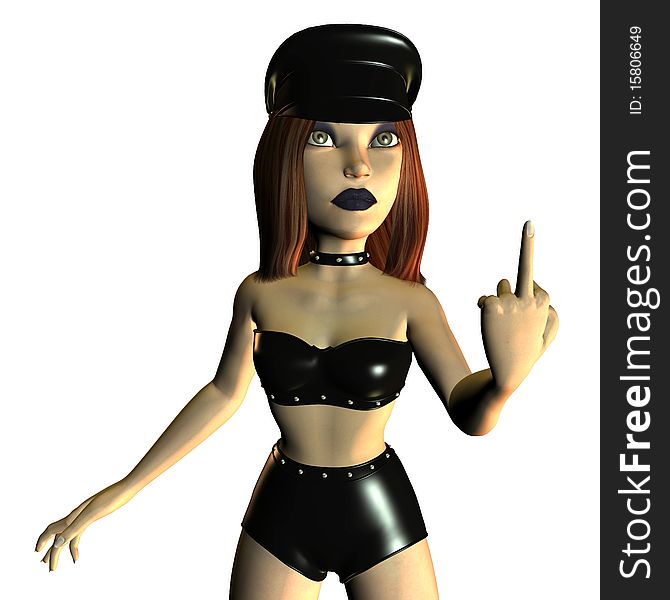 3d rendering woman in the leather outfit in provoking pose as illustration. 3d rendering woman in the leather outfit in provoking pose as illustration