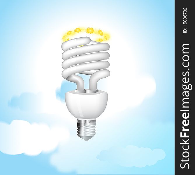 Economical sunny bulb vector sky illustration