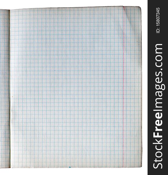 Old checked copy book sheet grunge background in hdr isolated