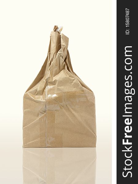 Brown   Paper Bag On White Background