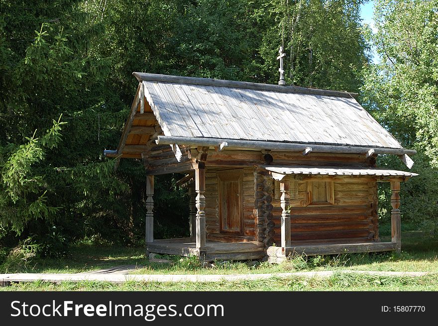 17th century wooden chapel  in Russian open air museum