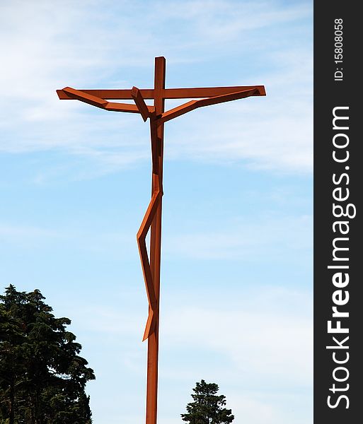 Contemporary statue with crucifix cross(Fatima,Portugal). Contemporary statue with crucifix cross(Fatima,Portugal)