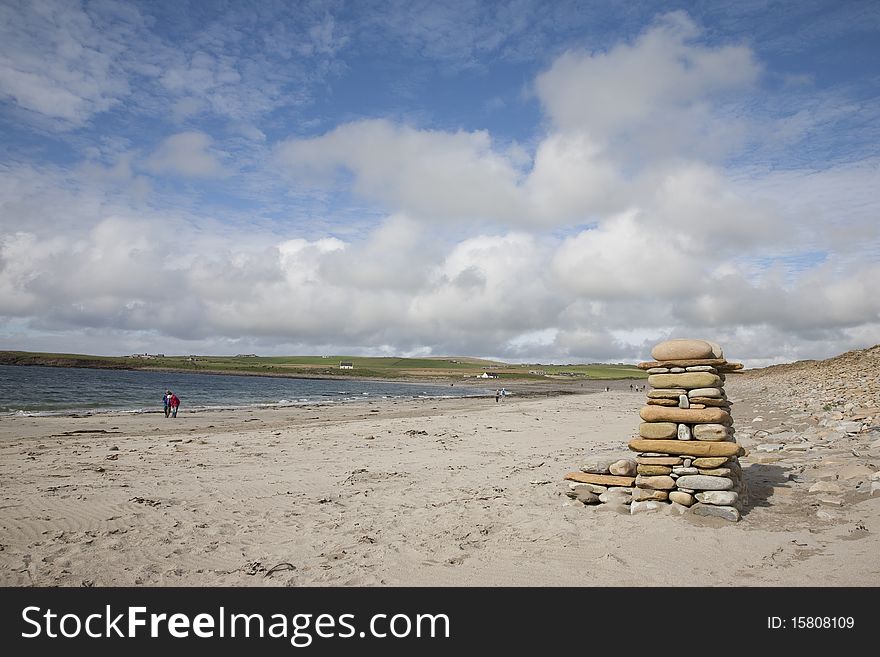 Bay of Skaill Beach next to Skara Brae Stone Age Site in Orkney, Scotland