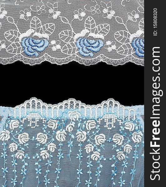 Collage lace with blue pattern