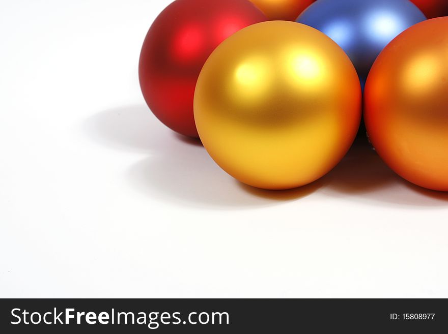 Colorful baubles on the white background. Colorful baubles on the white background