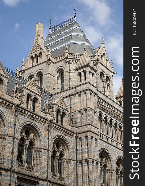 Facade at National History Museum in London