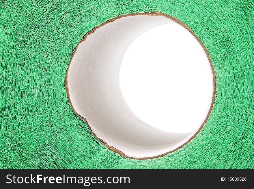 Roll of toilet paper green close up