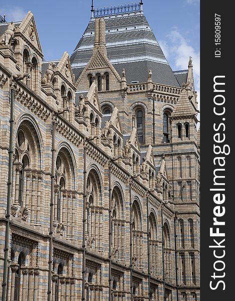 Facade of National History Museum in London. Facade of National History Museum in London