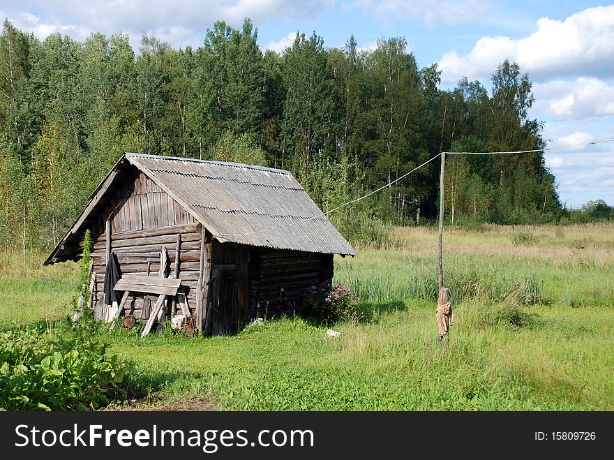 Old wooden hut near the forest. Old wooden hut near the forest