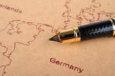 Fountain Pen And Map Stock Photo Fountain Pen And Map Stock Photo