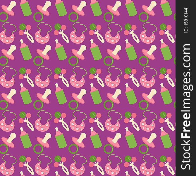 Seamless baby background on violet