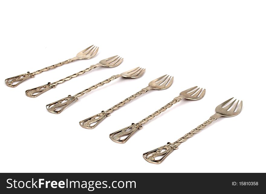 Forks on a white background