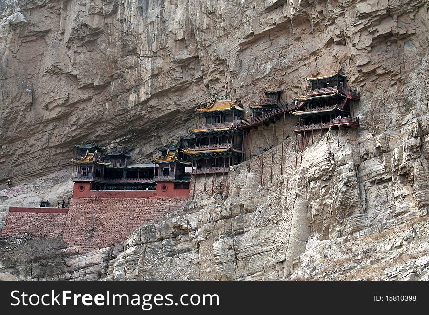 A photo of the xuan kong temple at Shanxi province in China