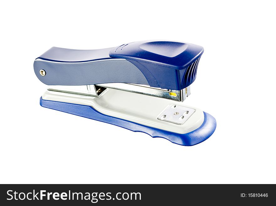 Blue stapler isolated on white