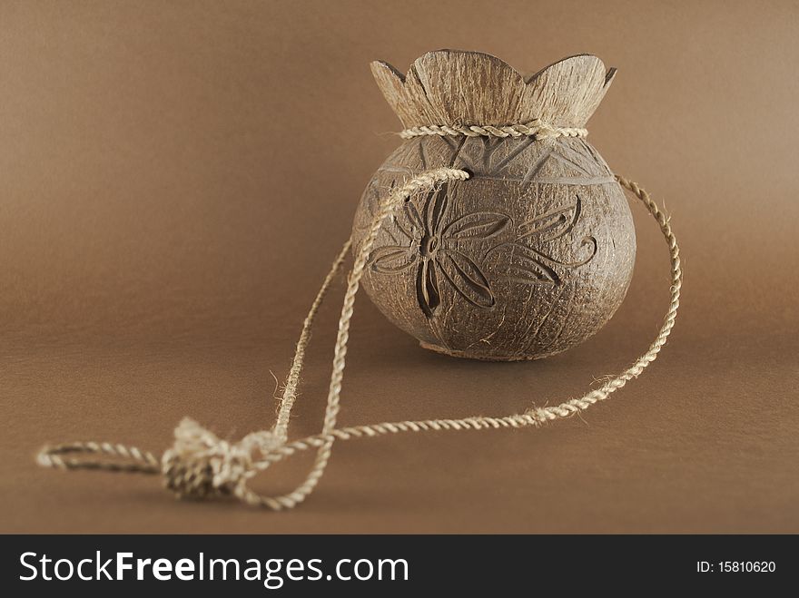 Brown wooden flowerpot, jar, Noggin