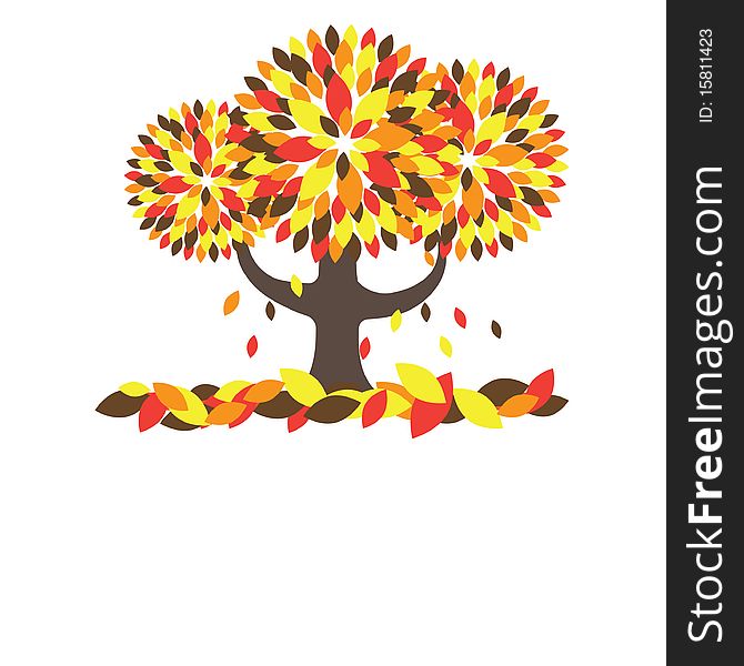Colorful Autumn Tree. Vector Illustration