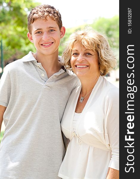 Portrait of a happy old woman with adorable grandson. Portrait of a happy old woman with adorable grandson