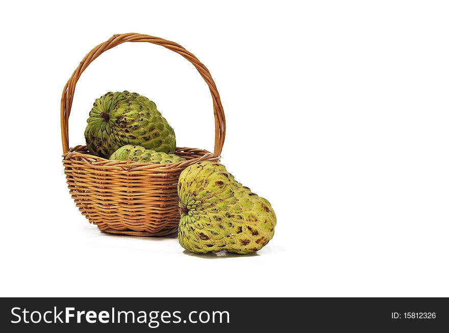 Custard apples in the basket with with background