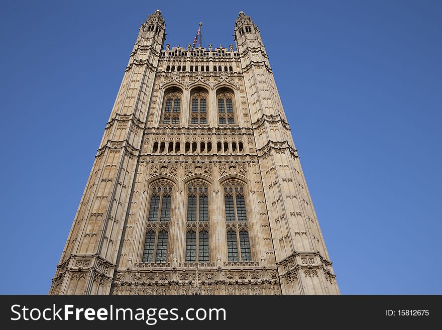 Tower of Houses of Parliament in London, England