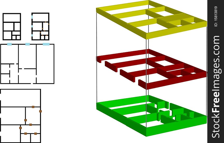 Vector Illustration The Color Drawing Of The House