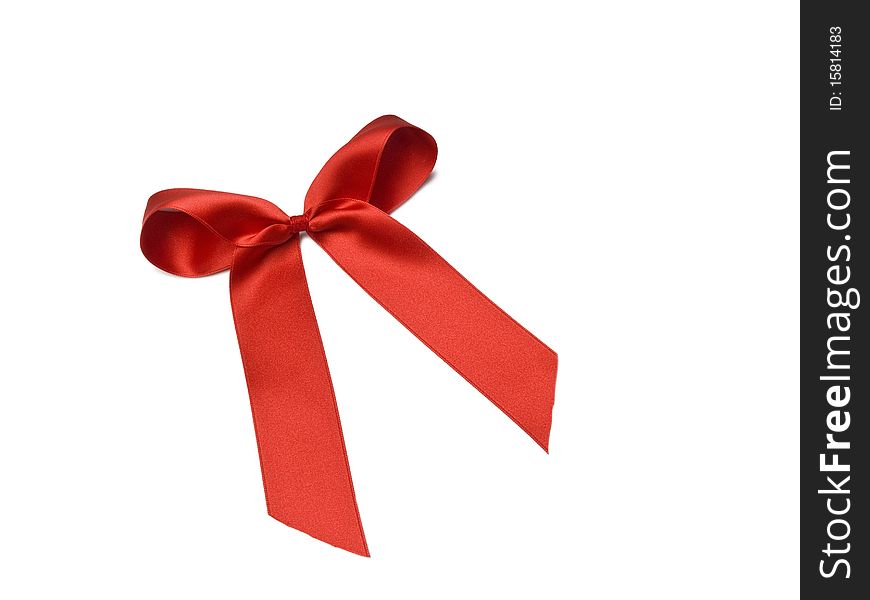 Red ribbon on white background