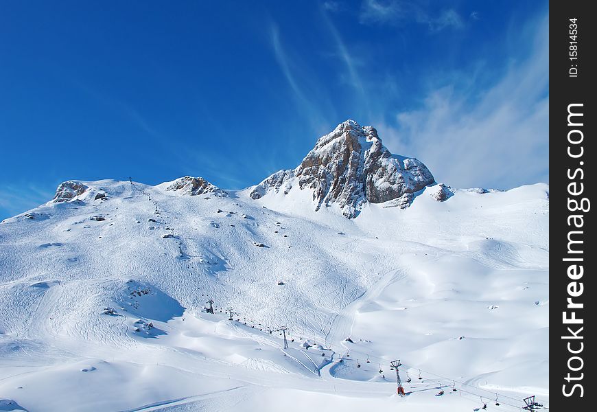 Slope on the skiing resort Flumserberg. Switzerland. Slope on the skiing resort Flumserberg. Switzerland