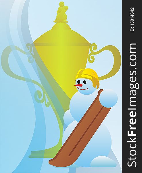 Winter sport. Snowman athlete. Prize Cup. Winter sport. Snowman athlete. Prize Cup.