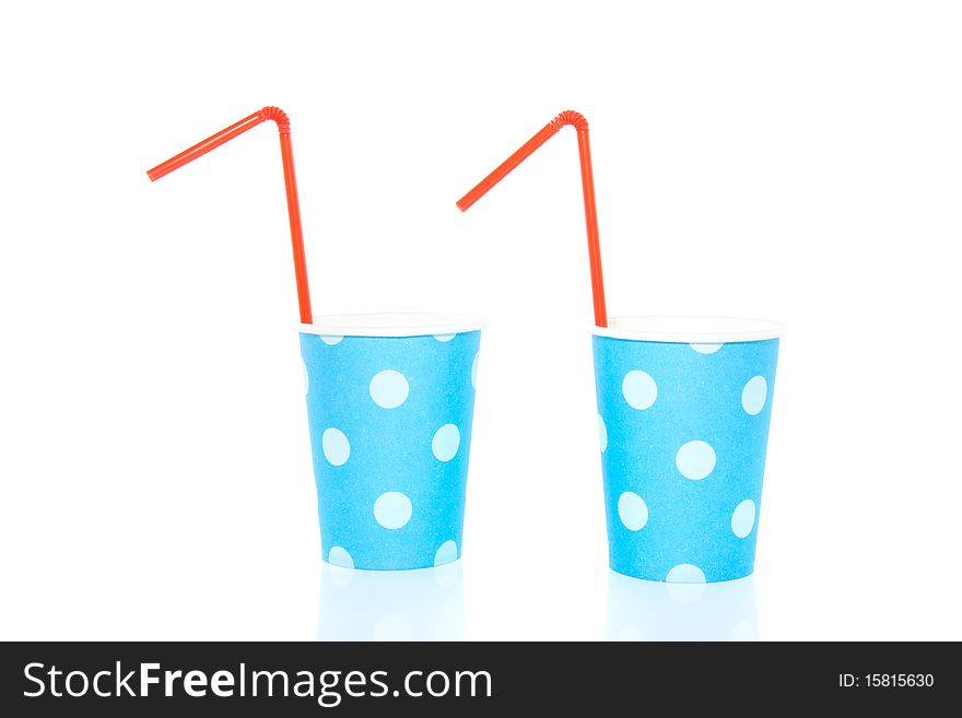 Cheerful drinking cups with straws