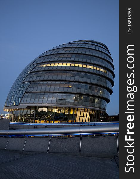 London City Hall, illuminated at night, London, UK