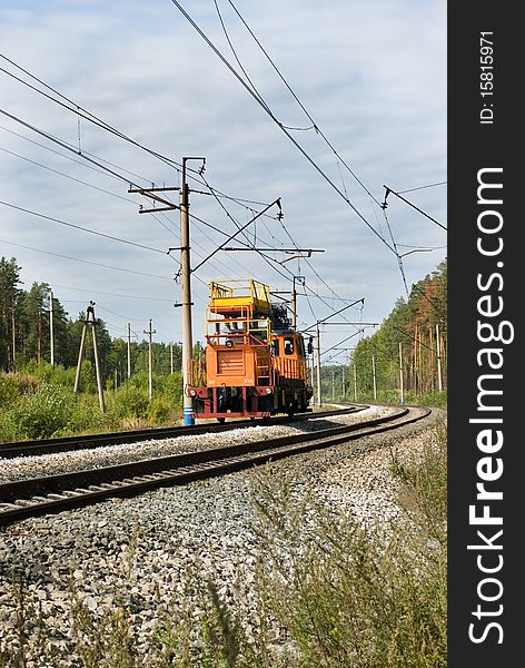 Railroad track in non-urban landscape