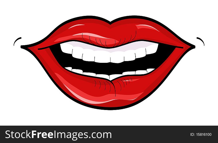 Vector picture of pink female lips on white