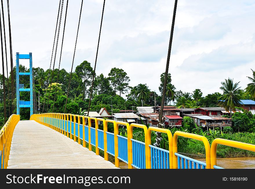 Banphlaichumpon  Rope  Bridge  over   the  Nan river , Phitsanulok Thailand