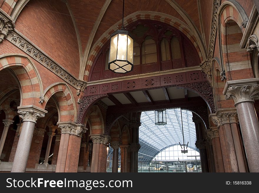 Entrance to St Pancras International Railway Station in London, England. Entrance to St Pancras International Railway Station in London, England