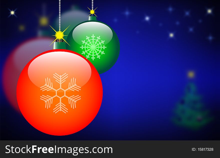 Christmas balls on the starry sky. Vector EPS10 illustration