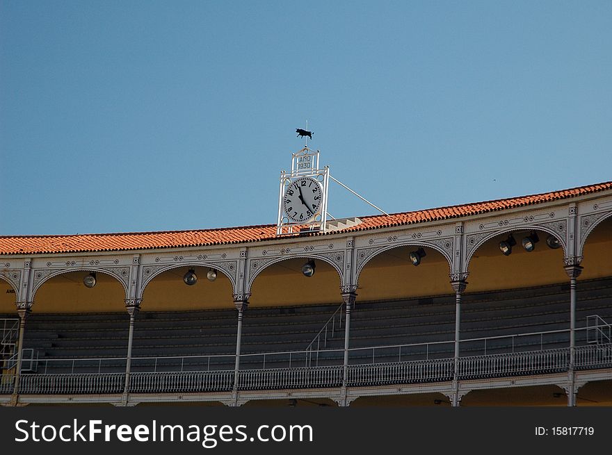 Famous bullfighting arena in Madrid. Tourist attraction in Spain.