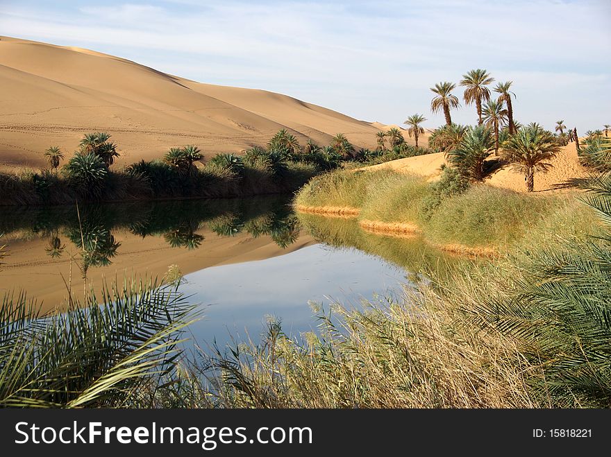 Lake in Libyan desert