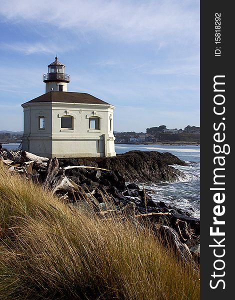 Coquille River Lighthouse in the region of Oregon in United States