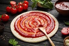 Composition With Pizza Crust And Ingredients Royalty Free Stock Photo Composition With Pizza Crust And Ingredients Royalty Free Stock Photo