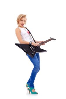 Woman With The Guitar Royalty Free Stock Photo Woman With The Guitar Royalty Free Stock Photo
