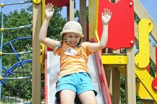 The Child On Playground Stock Photo The Child On Playground Stock Photo
