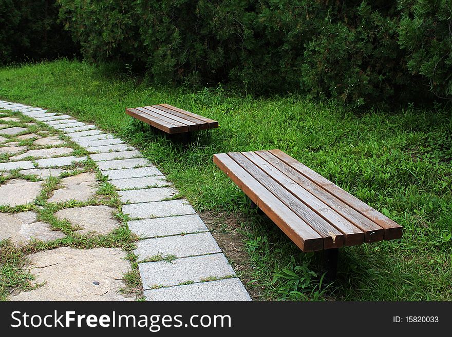 Bench by the Lane,with green grass