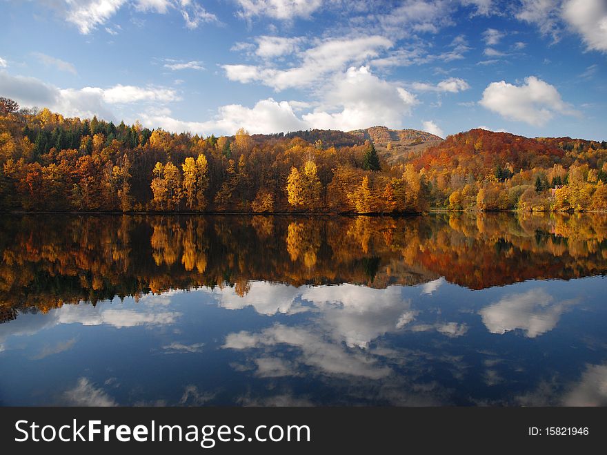 Ružín lake reflecting its beautiful country