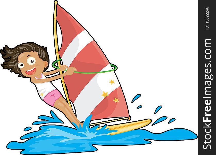 A Girl Sailing On Water
