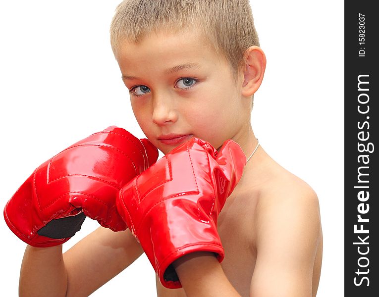 Young boy ready to box