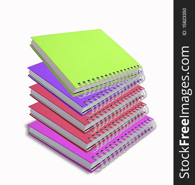 Colorful   notebooks isolated on white background