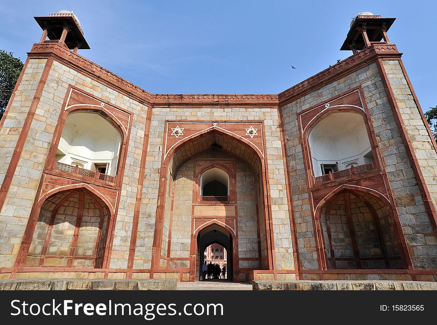 The entrance of Humayun Tomb in New Delhi during the sunny day, India. The entrance of Humayun Tomb in New Delhi during the sunny day, India.