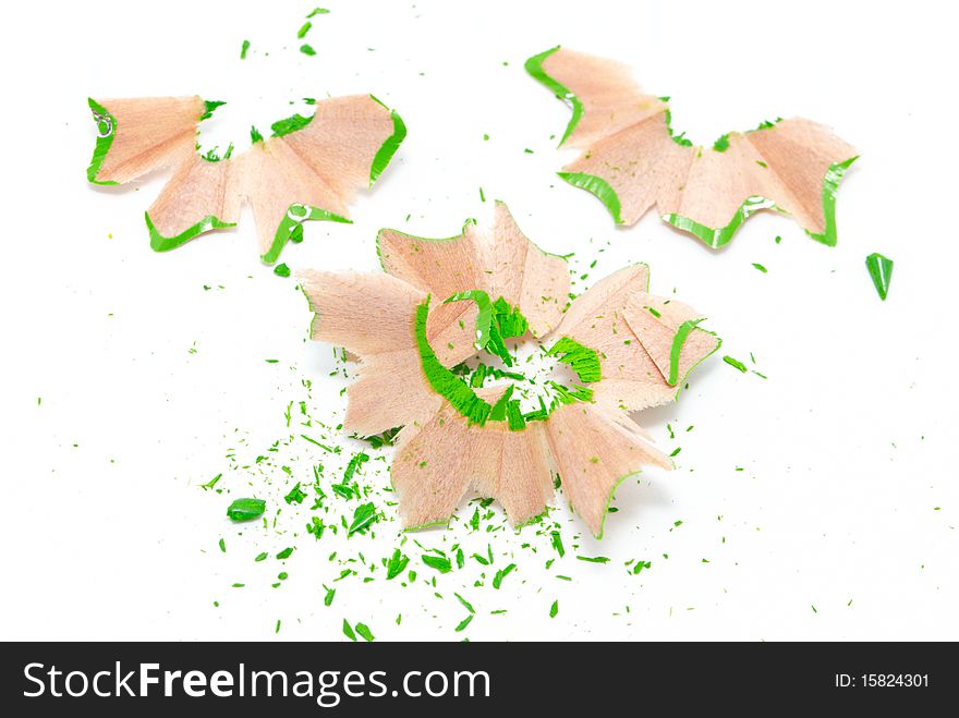 Green shavings isolated on white