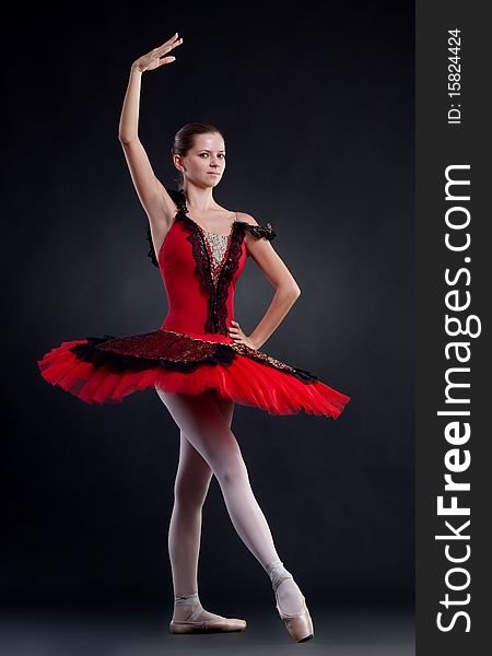 The beautiful young dancer. The ballerina in studio